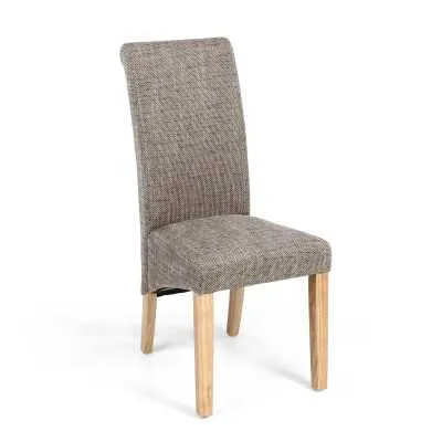 Karta Scroll Back Tweed Oatmeal Dining Chair