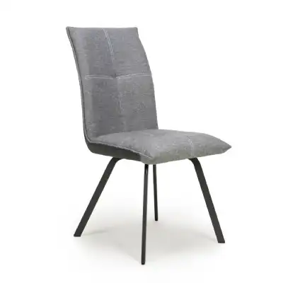 Linen 2 Tone Grey Dining Chair on Black Legs