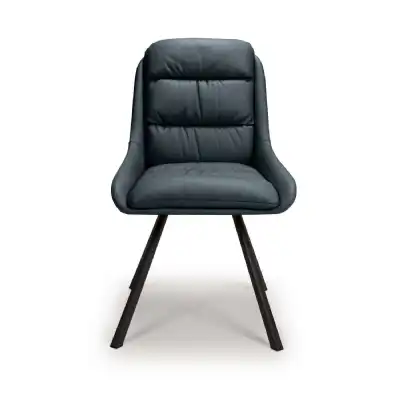 Blue Leather Swivel Dining Chair