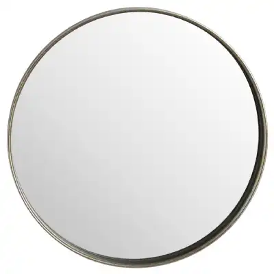 Bronze Metal Narrow Edge Framed Large Round Wall Mirror