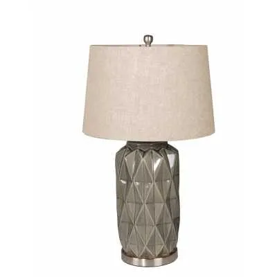 Acantho Grey Ceramic Lamp With Linen Shade