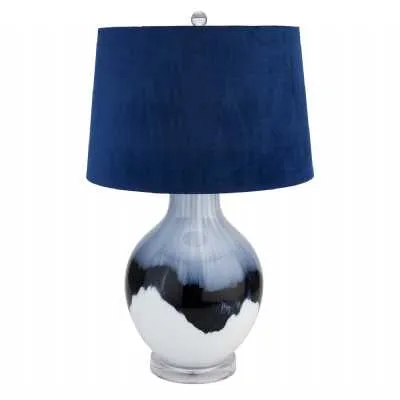 Ice Shadows Table Lamp With Navy Blue Lampshade