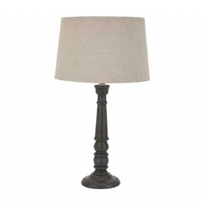 Delaney Grey Bead Candlestick Lamp With Linen Shade