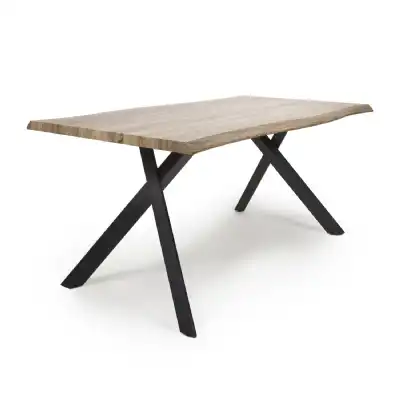 Oak Wave Edge Dining Table Black Legs