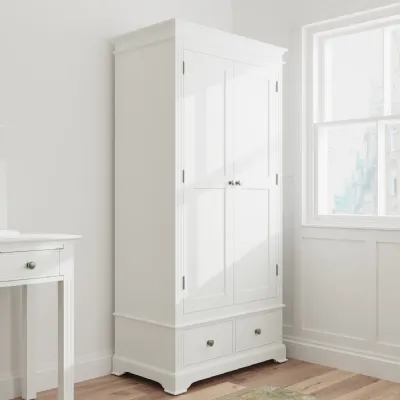 White Painted 2 Door Double Gents Wardrobe