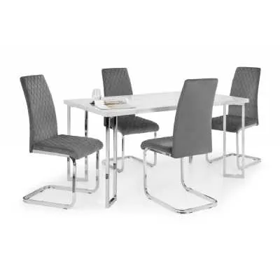 Calabria Velvet Cantilever Dining Chair Grey