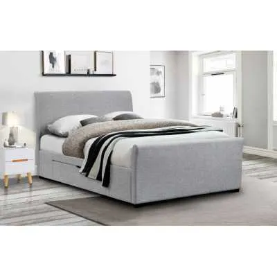 Grey fabric double bed deals with storage