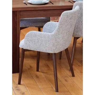 Pair of Walnut Light Grey Dining Chairs