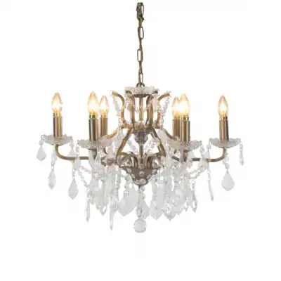 Brushed Gold 6 Branch Crystal Glass Chandelier