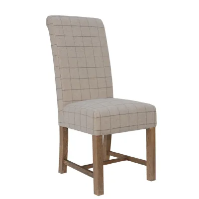 The Chair Collection Scroll Back Dining Chair Check Natural Wool