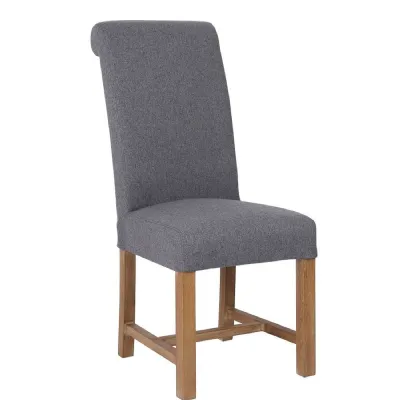 The Chair Collection Scroll Back Fabric Dining Chair Grey