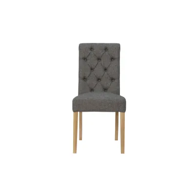 Button Back Chair with Scroll Top Dark Grey