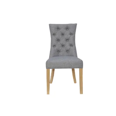 Modern Light Grey Fabric Curved Button Back Dining Chair