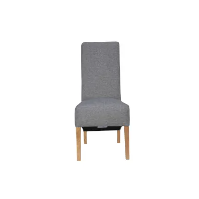 Light Grey Wool Wooden Dining Chair