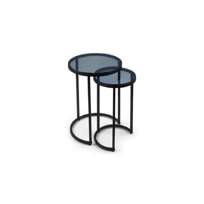 Chicago Round Nesting Side Tables Smoked Glass