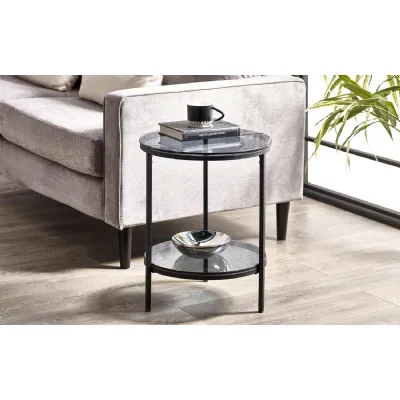 Chicago Circular Lamp Table With Shelf Smoked Glass