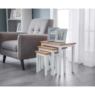 Cleo Nest Of Tables White Natural Oak