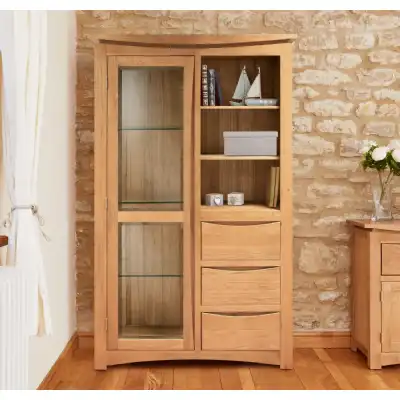 Light Oak Glazed Display Cabinet with Lights