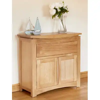 Light Solid Oak Small Sideboard Cupboard 2 Doors 1 Drawer