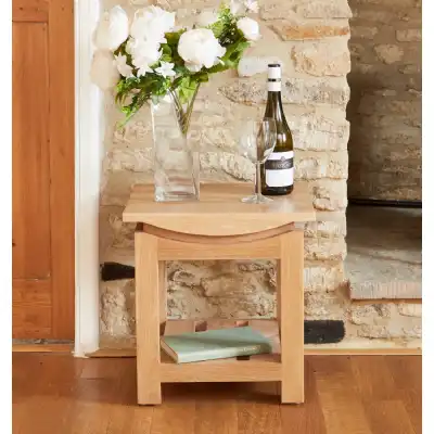 Light Oak Lamp Side Table Open Base