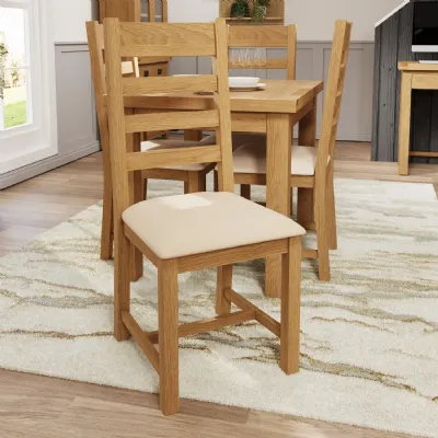 Oak Fabric Ladder Back Dining Chair