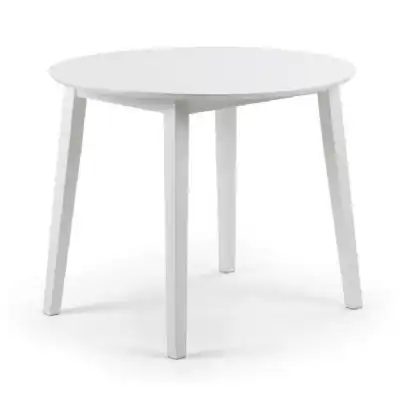 White Drop Leaf Round Dining Table 90cm Diameter