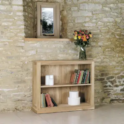 Solid Light Oak Low Small Window Bookcase 1 Shelf Display Unit