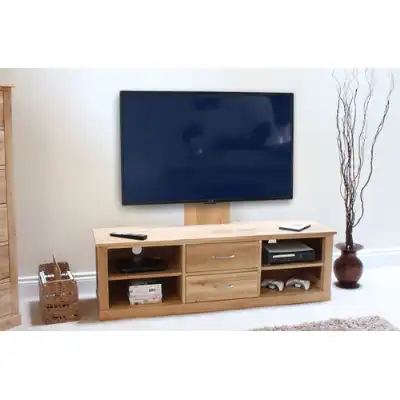 Solid Light Oak Raised Widescreen TV Cabinet Low Unit