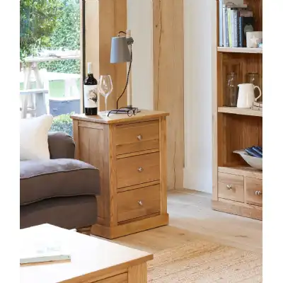 Solid Light Oak 3 Drawer Bedside Lamp Table Chest of Drawers