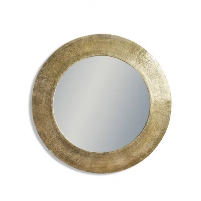 Large Round Champagne Gold Aluminium Wall Mirror