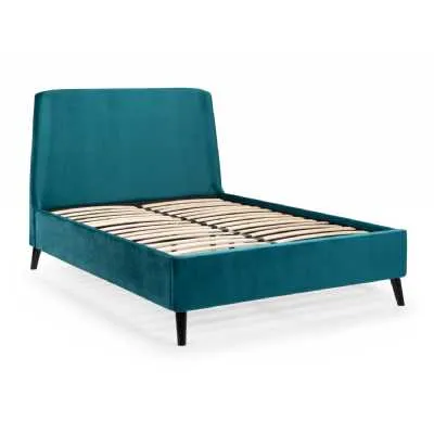 Frida Curved Velvet Bed 135cm Teal