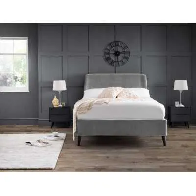 Frida Curved Velvet Bed 135cm Grey