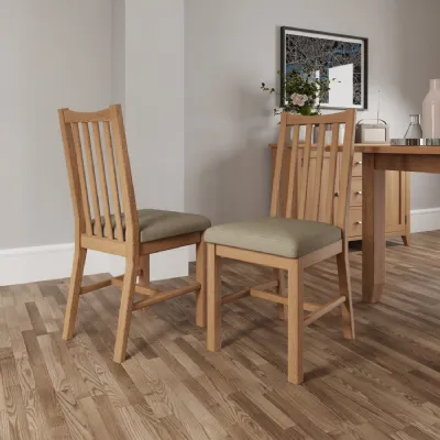 Oak Ladder Back Dining Chair Grey Seat Pad