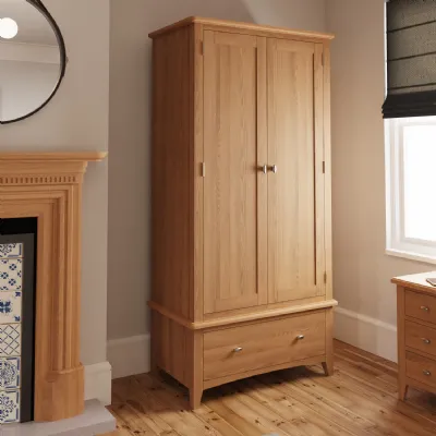 Light Oak Double Gents Wardrobe