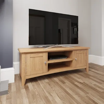 Oak Metal Large 2 Door TV Unit