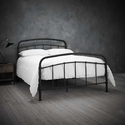 Industrial Style Black Metal 5ft King Size 150cm Bedstead