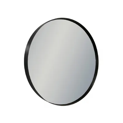 Large Round Matt Black Steel Framed Wall Mirror