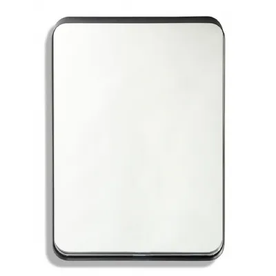 Large Rectangular Matt Black Steel Framed Mirror