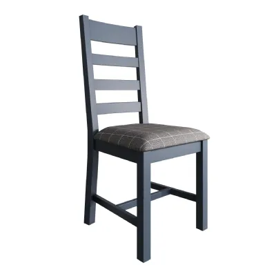 Slatted Dining Chair Grey Check