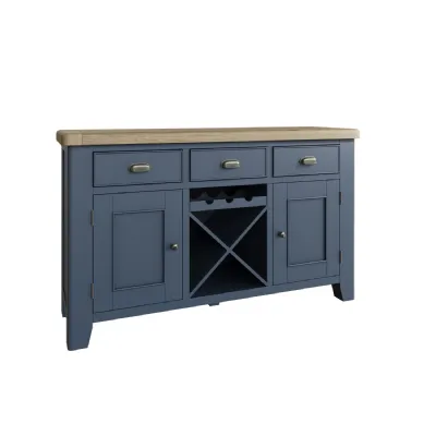 Blue Painted Sideboard with Wine Rack 150cm Wide