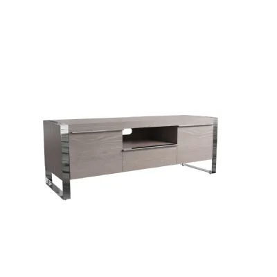 Chrome Silver Oak Large TV Cabinet