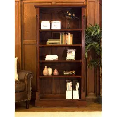 Mahogany Wood Tall Bookcase 5 Adjustable Shelves Traditional Dark Wood Finish