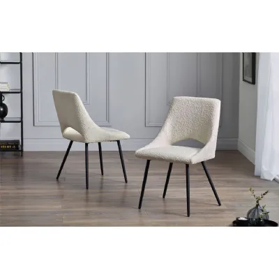 Iris Boucle Dining Chair Ivory