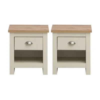 2x Nightstand With 1 Drawer