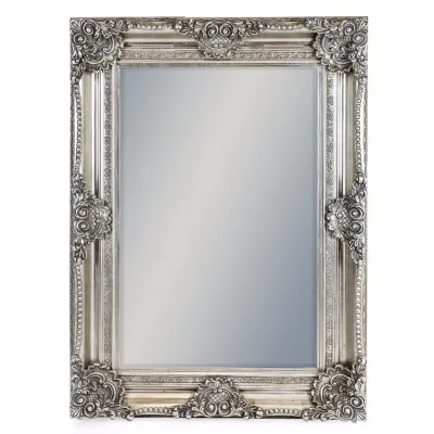 Silver Rectangular Classic Ornate Carved Wall Mirror