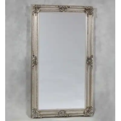 Silver Rectangular Ornate Floral Wall Mirror