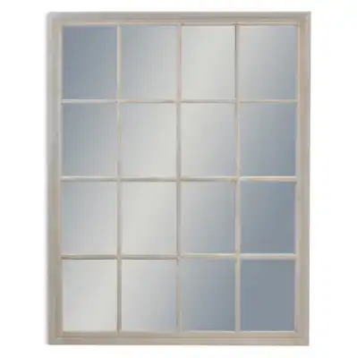 Grey French Style Rectangular Window Wall Mirror