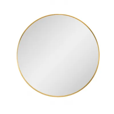 Extra Large Round Gold Metal Flare Framed Broadway Wall Mirror