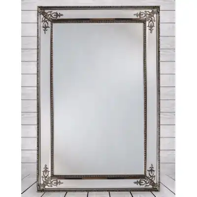 Large Rectangular Silver Wooden Wall Mirror