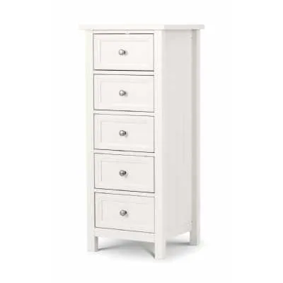 Maine 5 Drawer Tall Chest Surf White